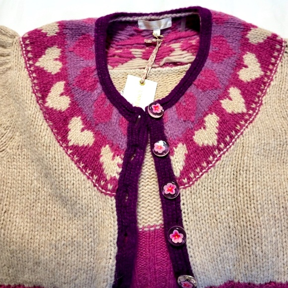 NWT LoveShackFancy Trinity Cardigan Sweater Alpaca Wool Blend in Prune - Picture 13 of 15